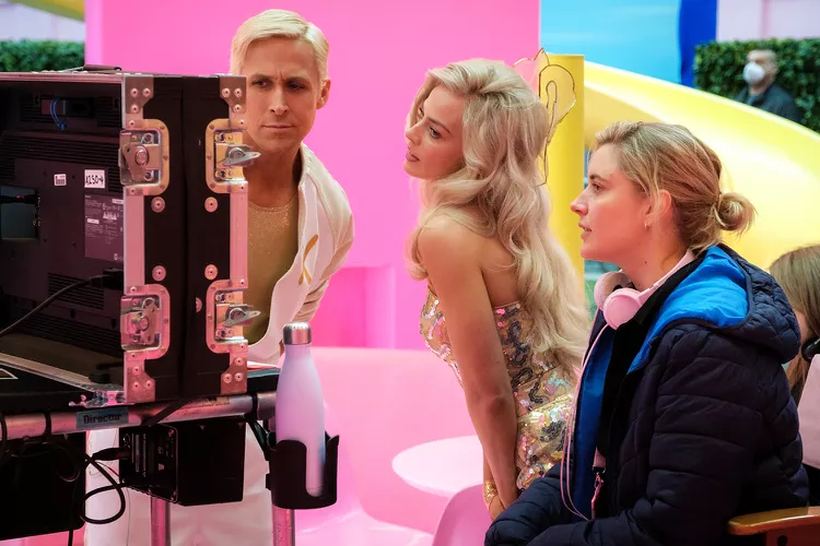 Ryan Gosling, Margot Robbie, and Barbie director Greta Gerwig. (Jaap Buitendijk)